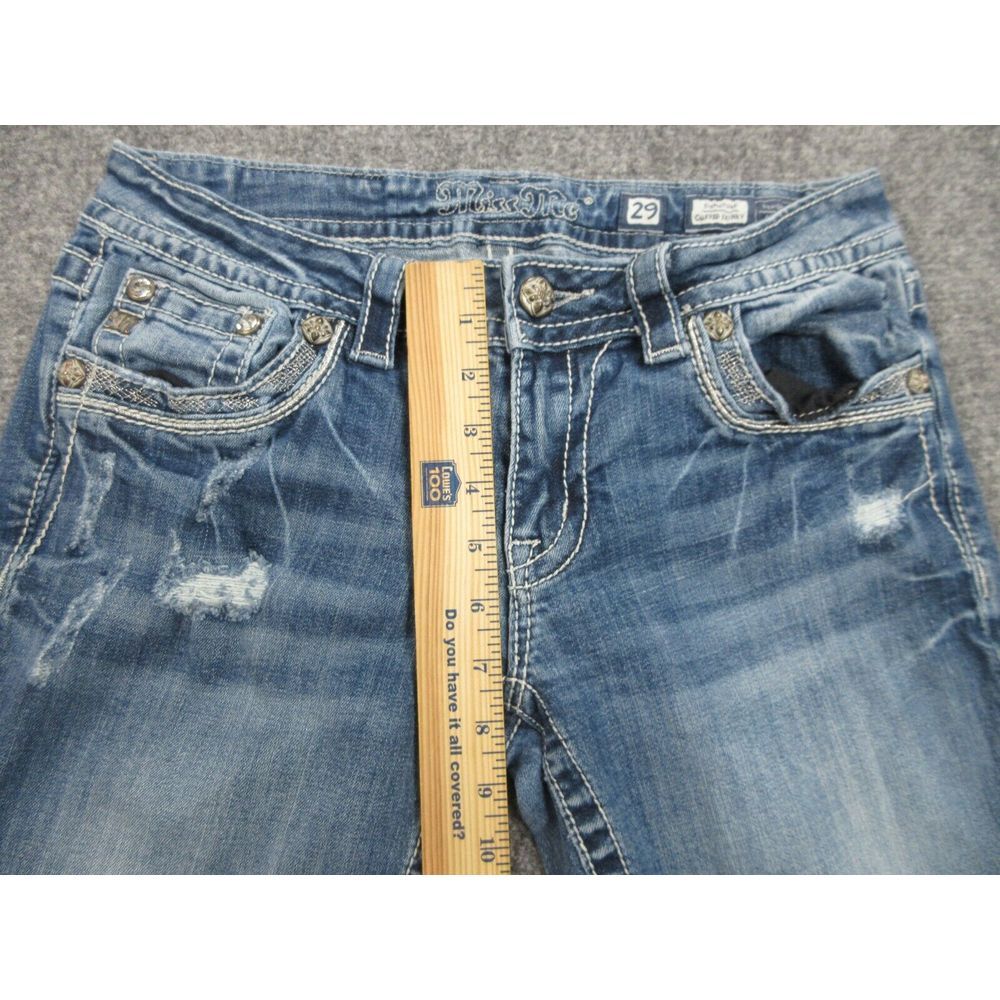 Miss Me Jeans Womens 29 Blue Denim Cuffed‎ Skinny Rhinestone Ladies 29X28 - Picture 10 of 16